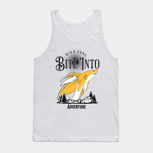 Bite Into Wild Zone - Adventurous Shark Tank Top by teweshirt